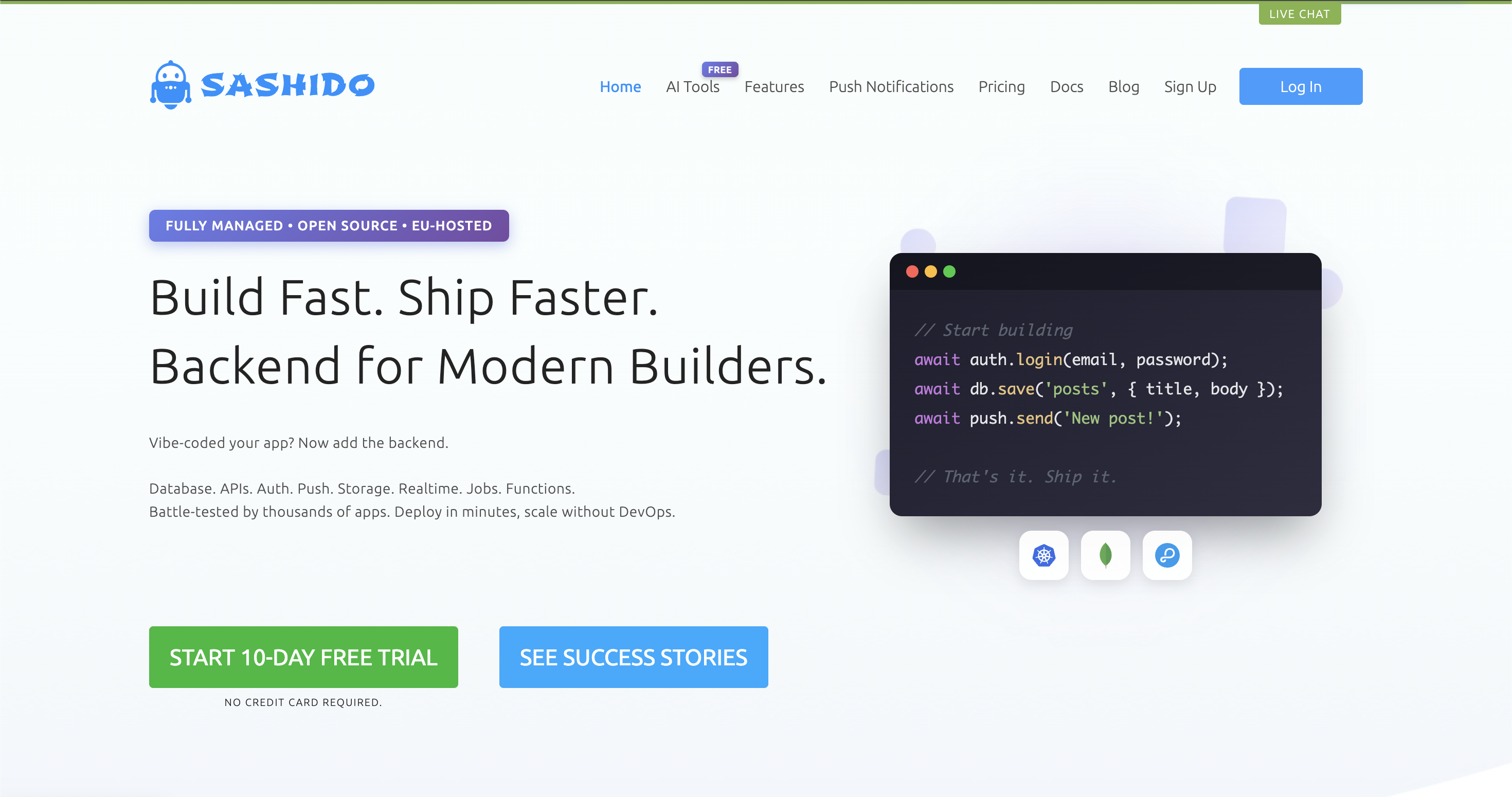SashiDo the Backend for Modern Builders